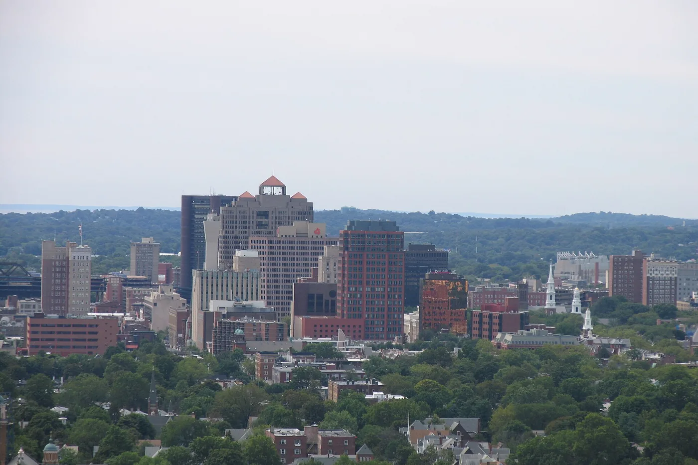 The New Haven skyline seen from East Rock